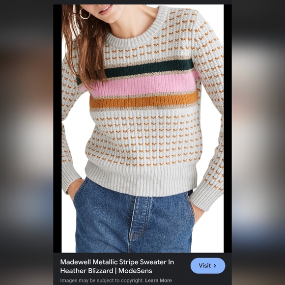 Madewell Sweaters - Madewell metallic stripe Merino wool sweater xxs